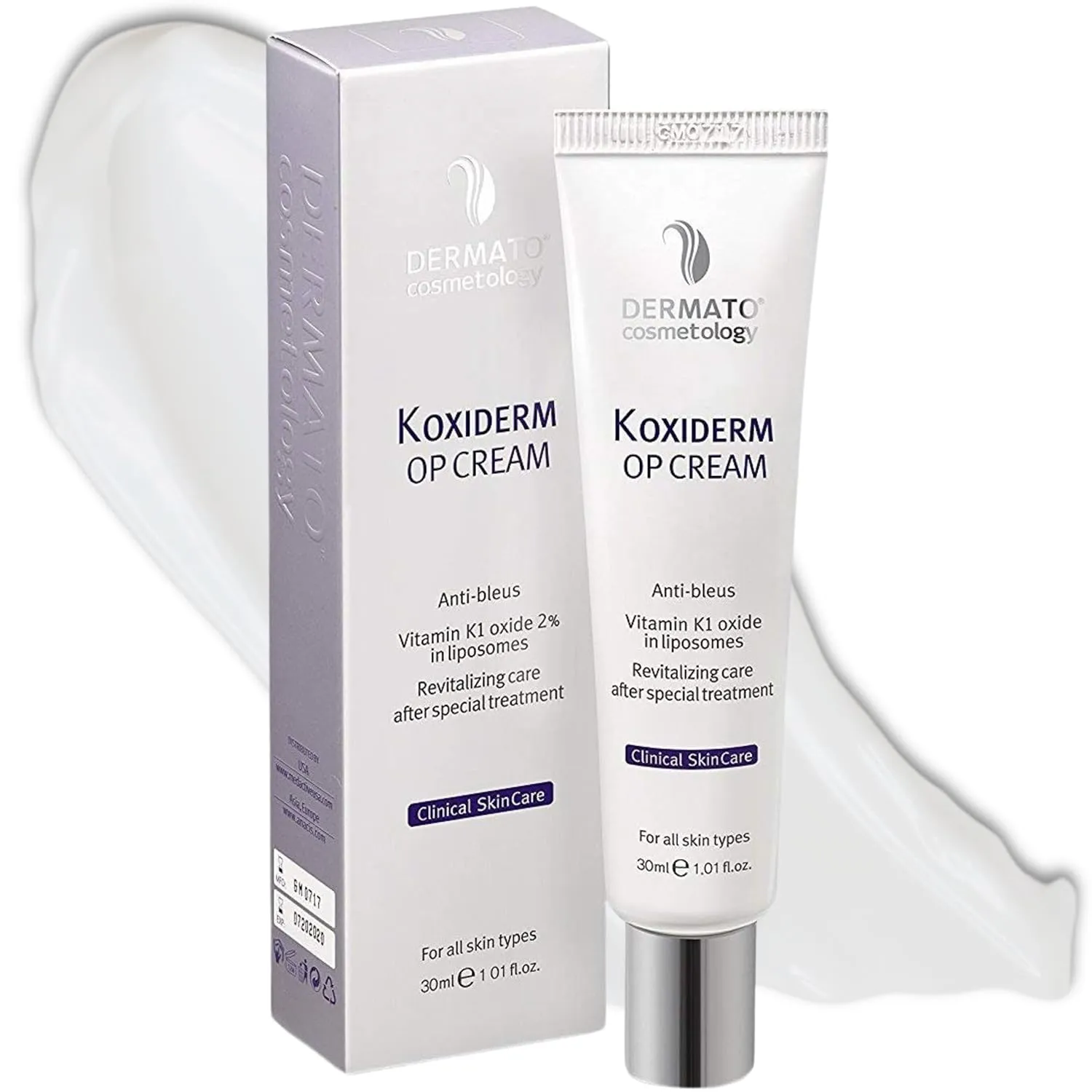 Vitamin K1 Oxiderm Cream Minimizing Appearance of Old and New Scars, Dark Eye Circles, Bruises, Varicose Veins, Purpura and Redness 1.01Oz