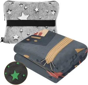 VKPSCHJ Luxury 2 in 1 Travel Blanket and Pillow Set Electro Guitar Airplane Blanket Compact with Storage Bag,Soft Plane Blanket Essentials 65x55Inches