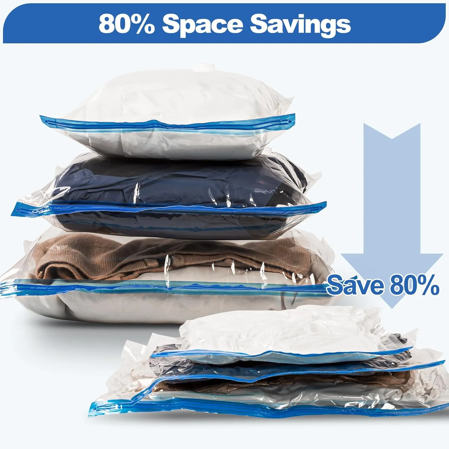 VMstr 12 Pack Refill Storage Bags, Carry-on Sizes with Hand Pump