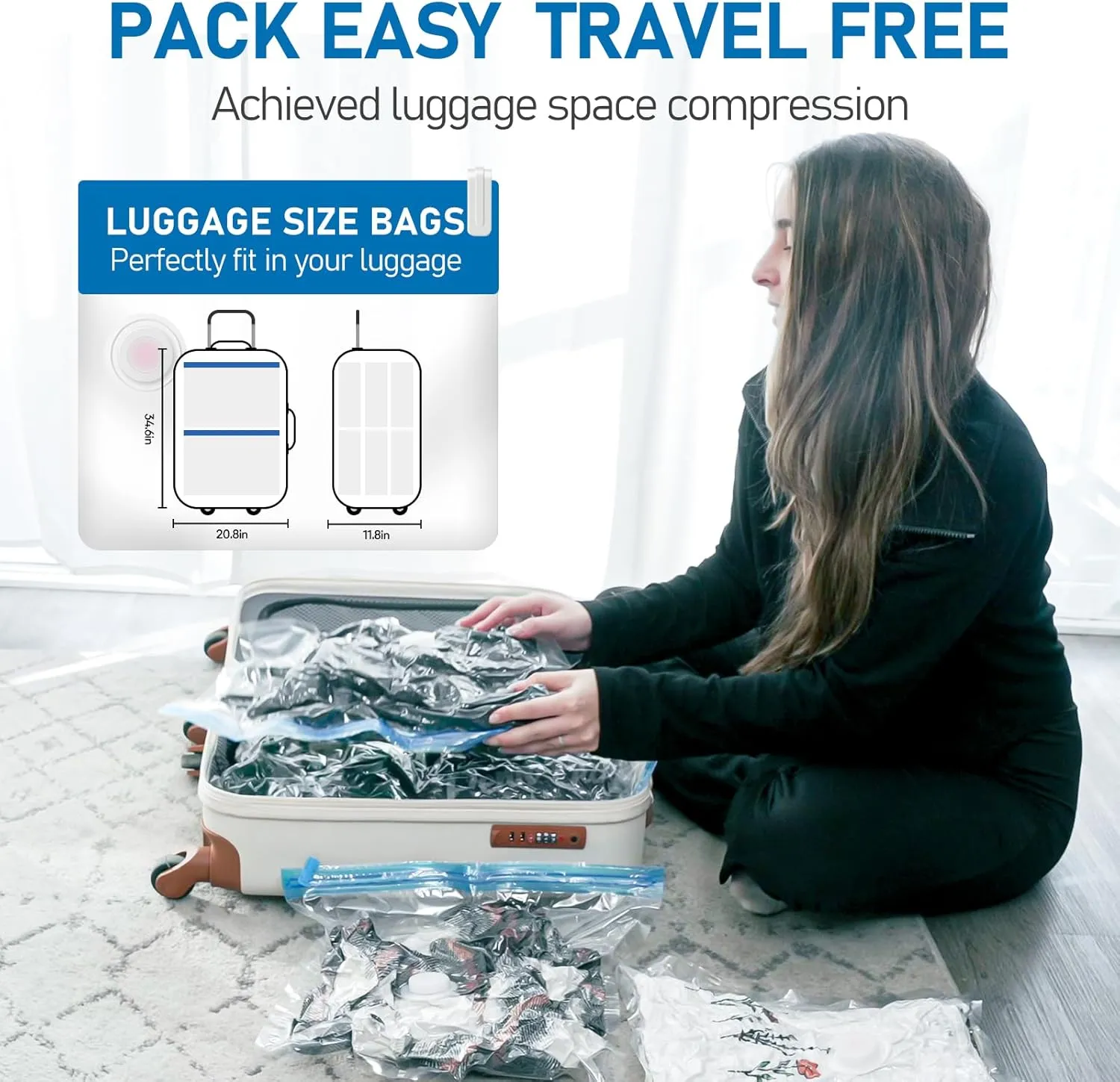 VMstr 12 Pack Refill Storage Bags, Carry-on Sizes with Hand Pump