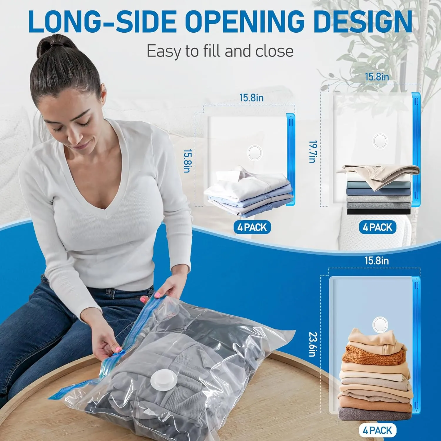 VMstr 12 Pack Refill Storage Bags, Carry-on Sizes with Hand Pump