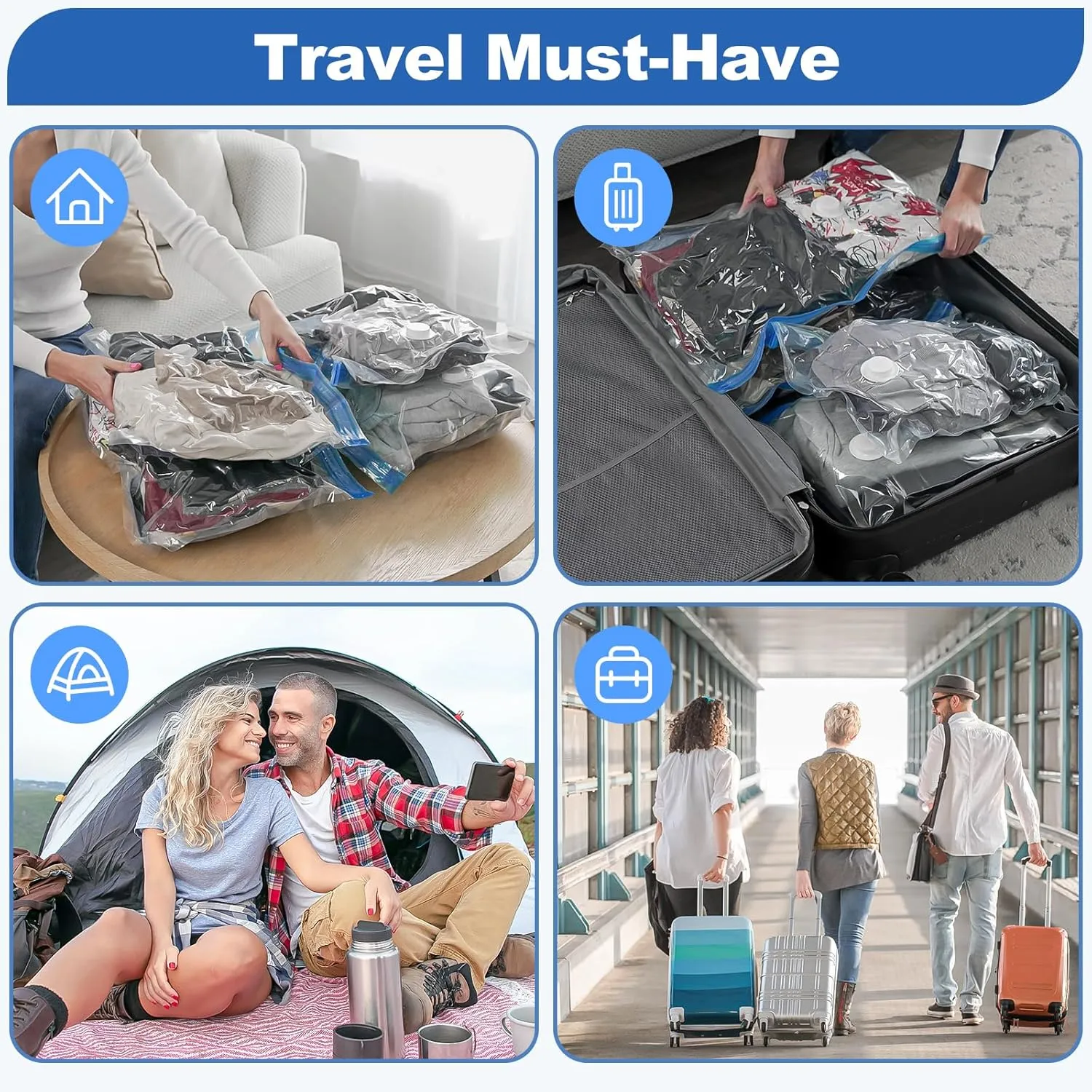 VMstr 12 Pack Refill Storage Bags, Carry-on Sizes with Hand Pump