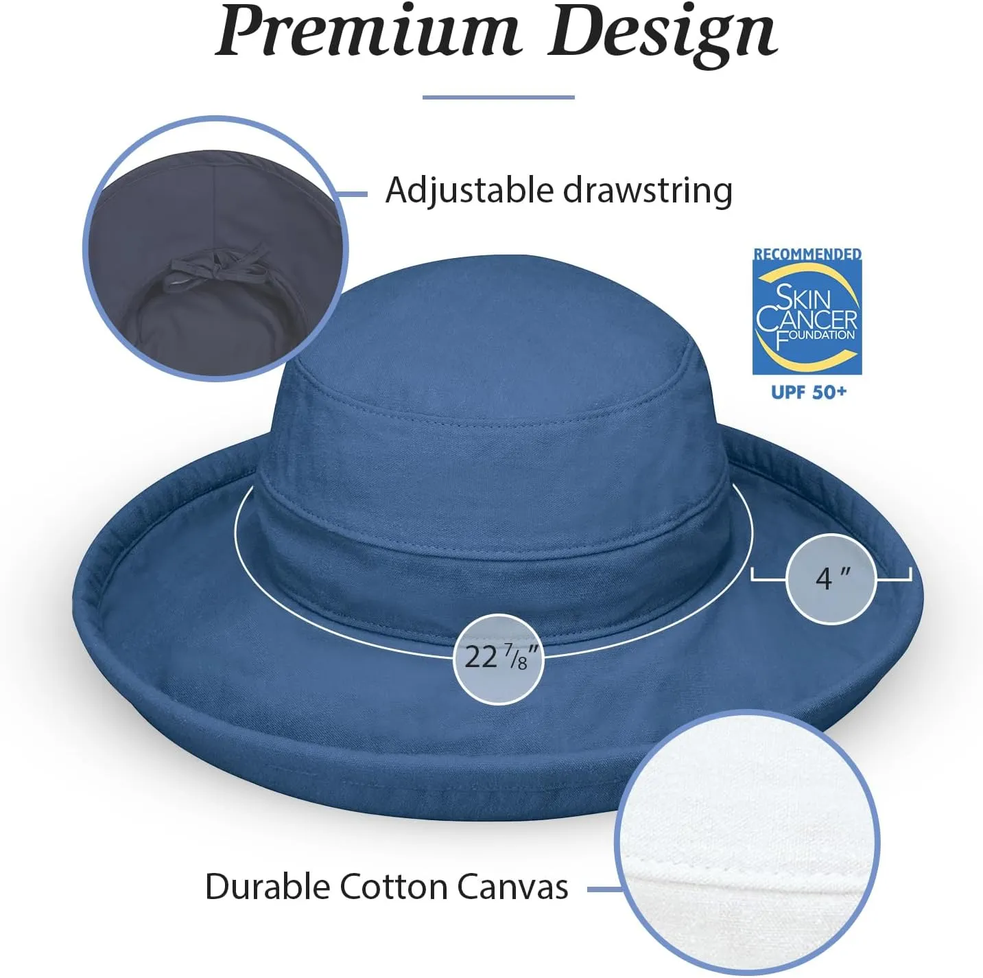 Wallaroo Hat Company Women’s Casual Traveler Sun Hat - UPF 50  Sun Protection, Wide Brim, Packable, Adjustable, Medium