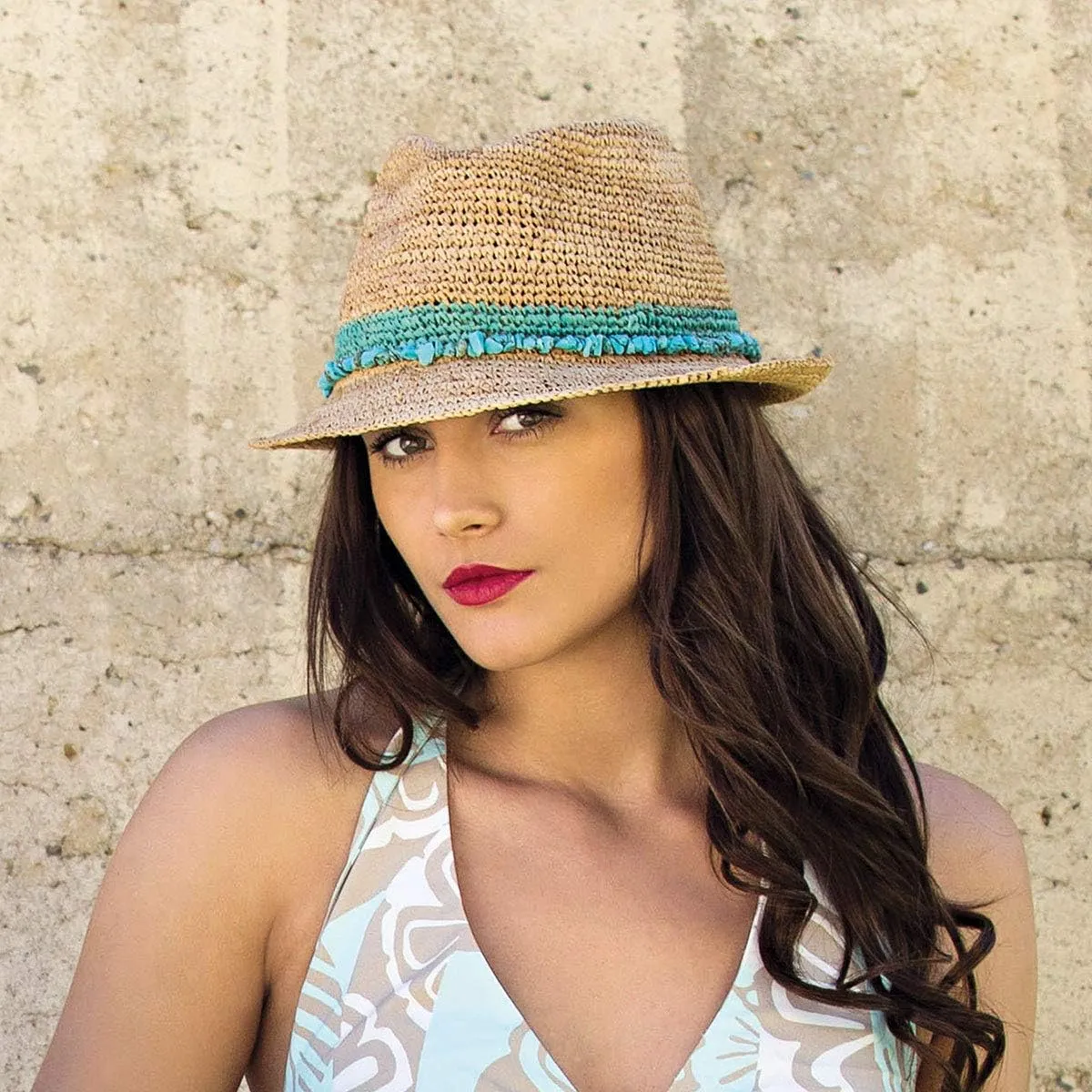 Wallaroo Hat Company – Women’s Tahiti Trilby Fedora – Natural Fiber, Short Brim with Adjustable Sizing for Medium Crown Sizes