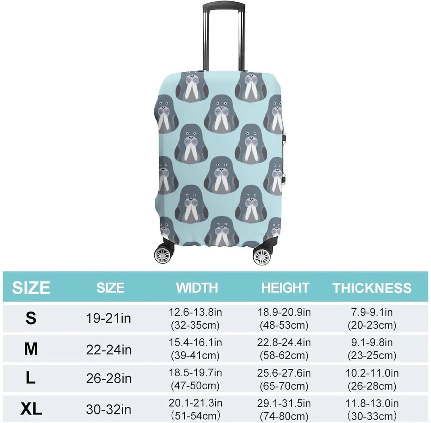 Walrus Chibi Protective Luggage Case Washable Suitcase Cover Travel Bag Protector