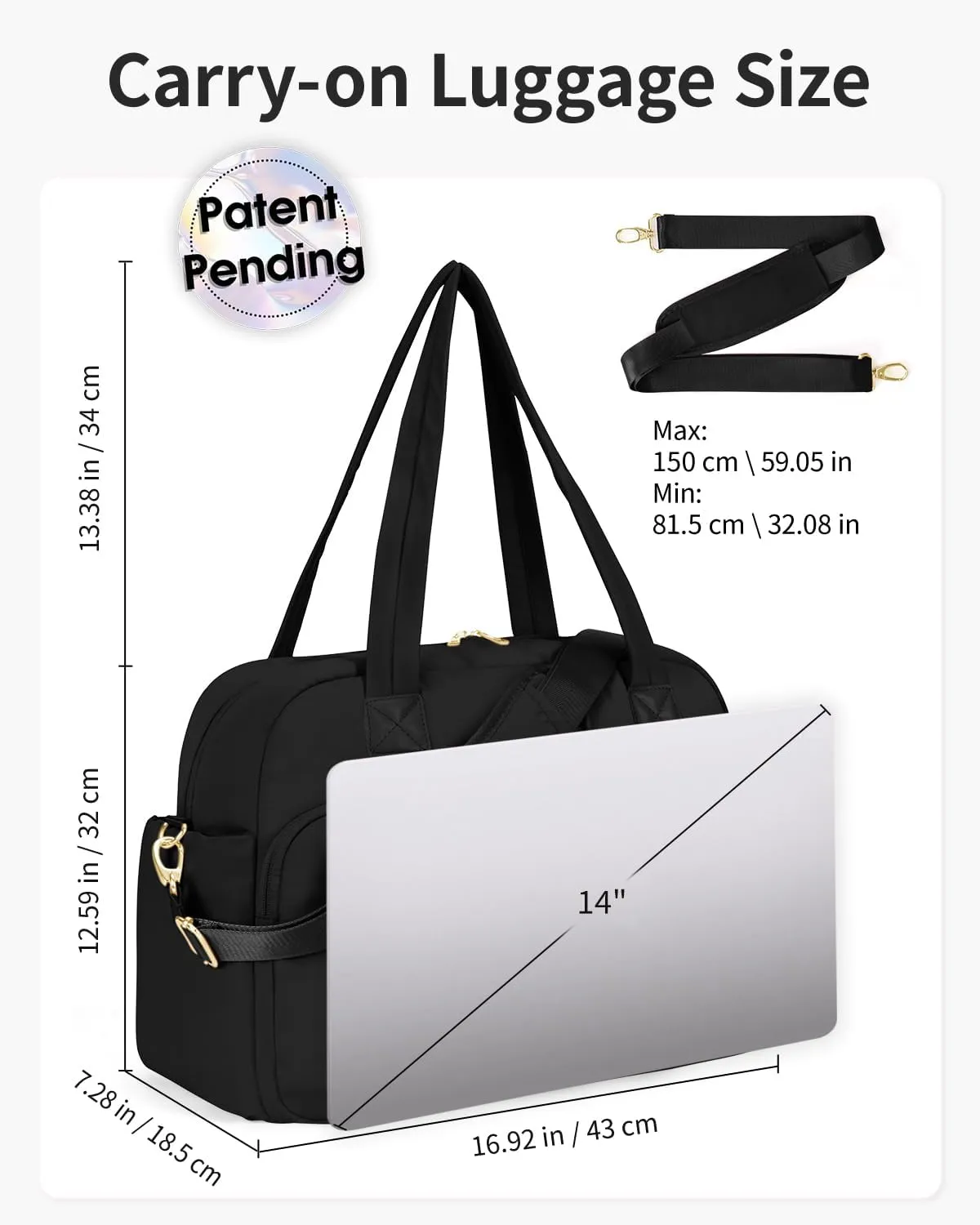 Wandering Nature 17x13x8 Personal Item Bag, Puffer Small Duffle bag for Travel with 14'' Laptop Compartment & Wet Pocket, Lightweight Carry on Weekender Duffle, Gourd Pattern