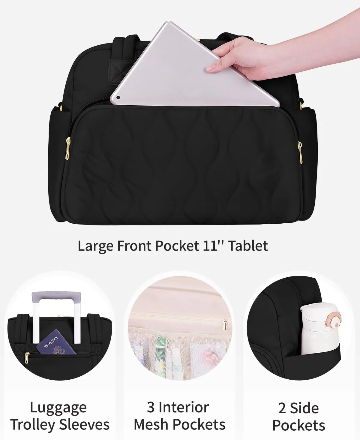 Wandering Nature 17x13x8 Personal Item Bag, Puffer Small Duffle bag for Travel with 14'' Laptop Compartment & Wet Pocket, Lightweight Carry on Weekender Duffle, Gourd Pattern