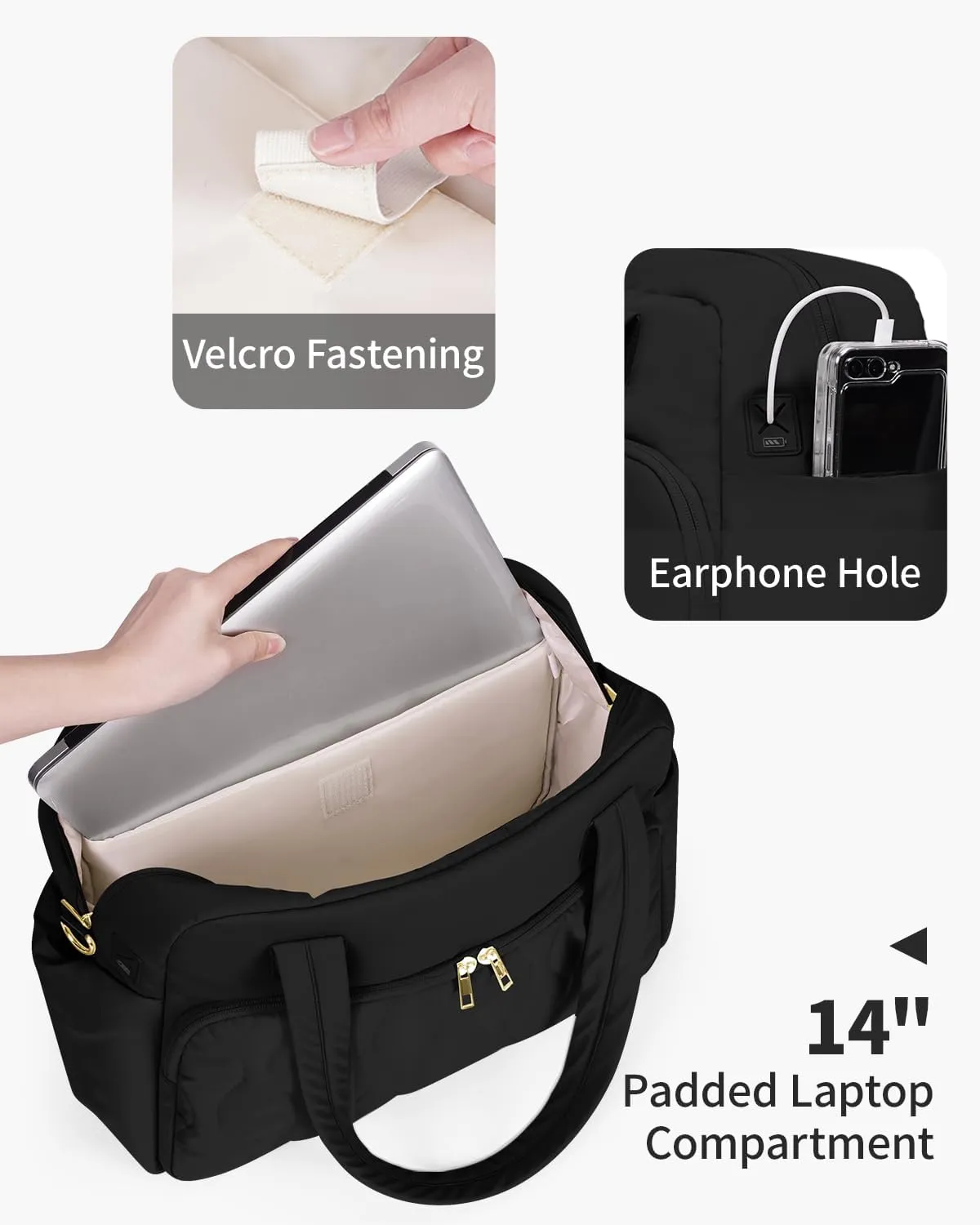 Wandering Nature 17x13x8 Personal Item Bag, Puffer Small Duffle bag for Travel with 14'' Laptop Compartment & Wet Pocket, Lightweight Carry on Weekender Duffle, Gourd Pattern
