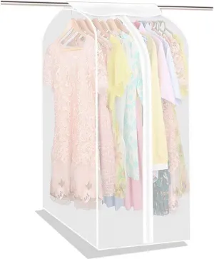 Wardrobe Hanging Clothes Storage Bag/Garment Bag/Peva Translucent Moisture Proof Protector With Magic Tape And Zipper