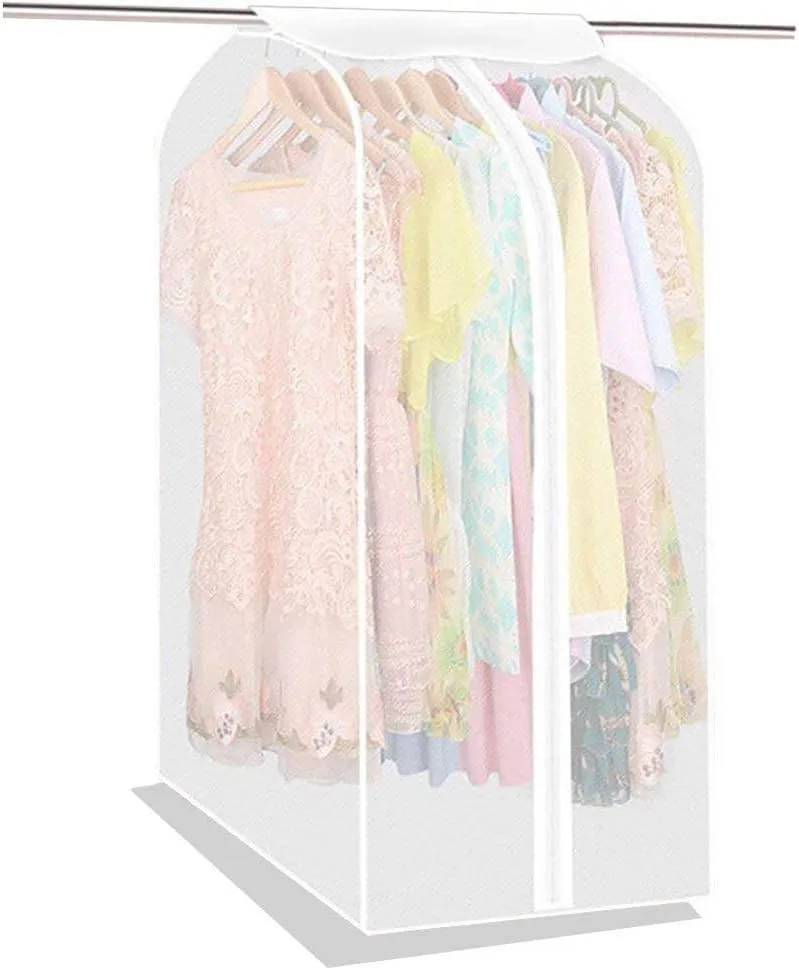 Wardrobe Hanging Clothes Storage Bag/Garment Bag/Peva Translucent Moisture Proof Protector With Magic Tape And Zipper
