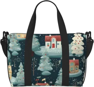 Warm Christmas House print Handbag Oxford shoulder bag casual shoulder bag weekend bag large capacity storage bag