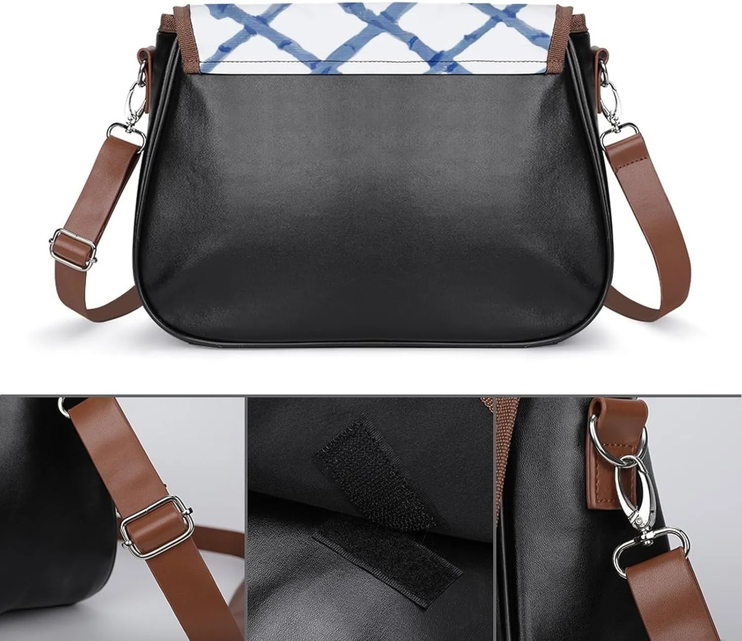 Watercolor Fall Rustic Gum Eucalyptus Leather Shoulder Bag with Detachable Shoulder Strap Versatile for Daily Use