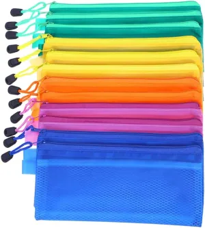 Waterproof Portfolio Bag Net Zipper A4 File Bag Matte PVC Travel Office Essential Random Color