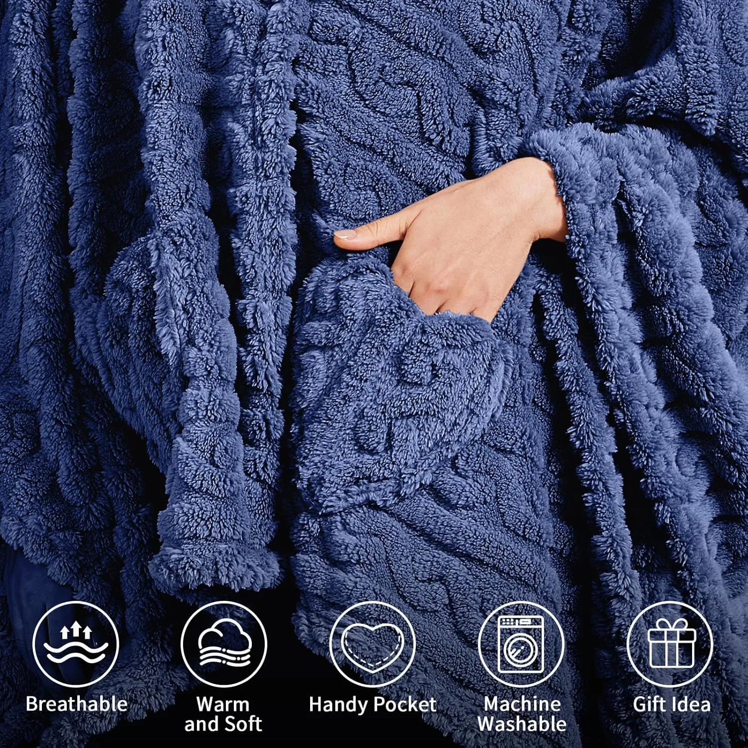 Wearable Blanket,Blanket Poncho for Adult,Soft Shawl TV Throw Blankets,Warm Present for Family and Friend
