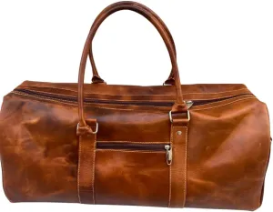 Weekender Duffel Bag Leather Brown Classic Bag, Stylish Overnight Travel Companion size 22" length x 12" width x 10" height Holdall yous specials cabin fit,