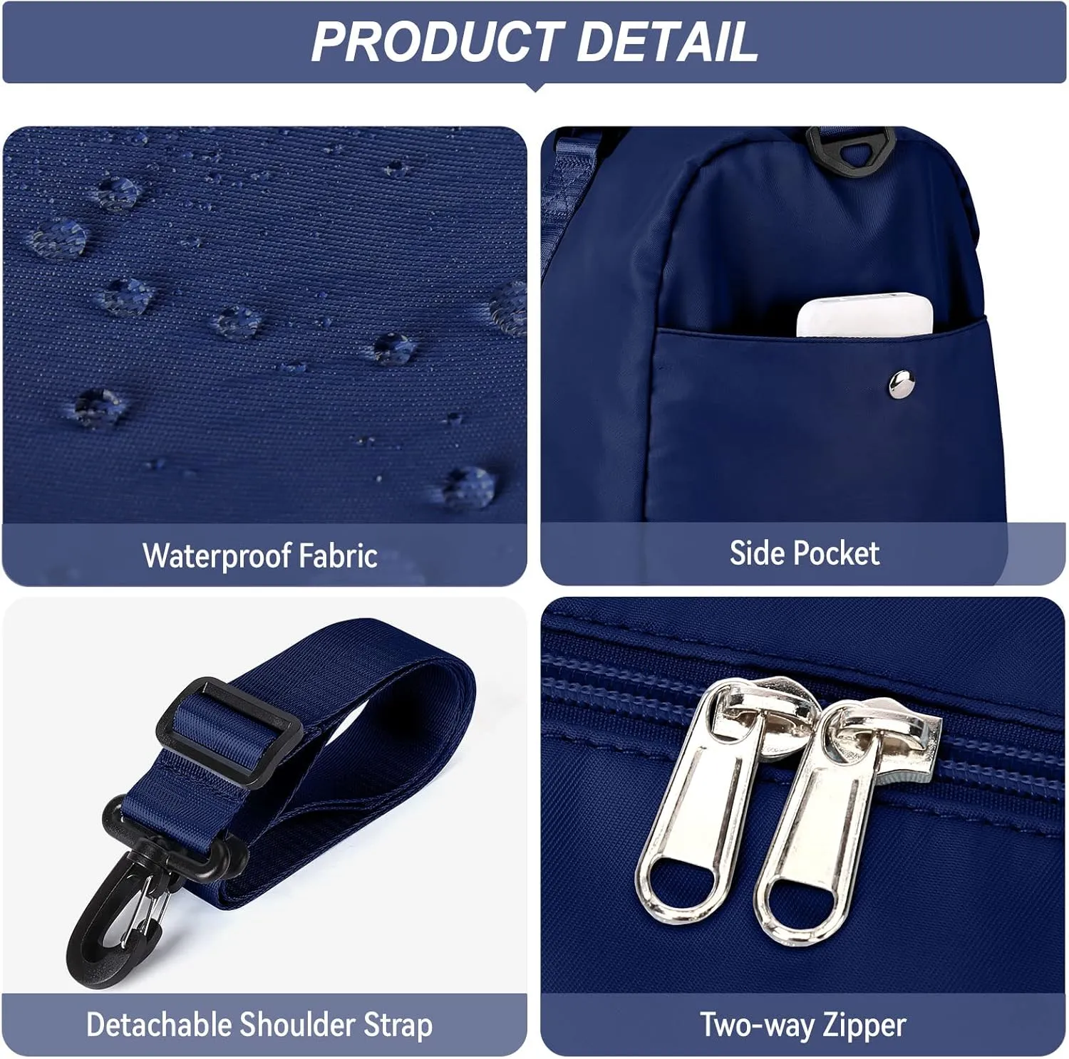 Weekender Gym Duffel Bags for Women Dark Blue with Toiletry Bag
