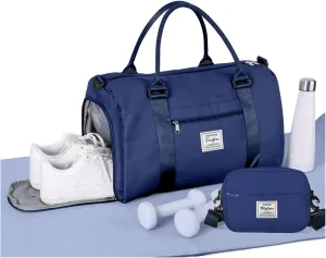 Weekender Gym Duffel Bags for Women Dark Blue with Toiletry Bag