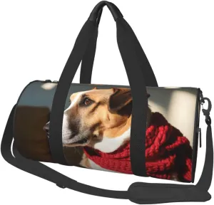 Well-behaved Dog Print Round Large Capacity Travel Luggage Bags,Men's and Women's Hand-Held Travel Clothing Bags