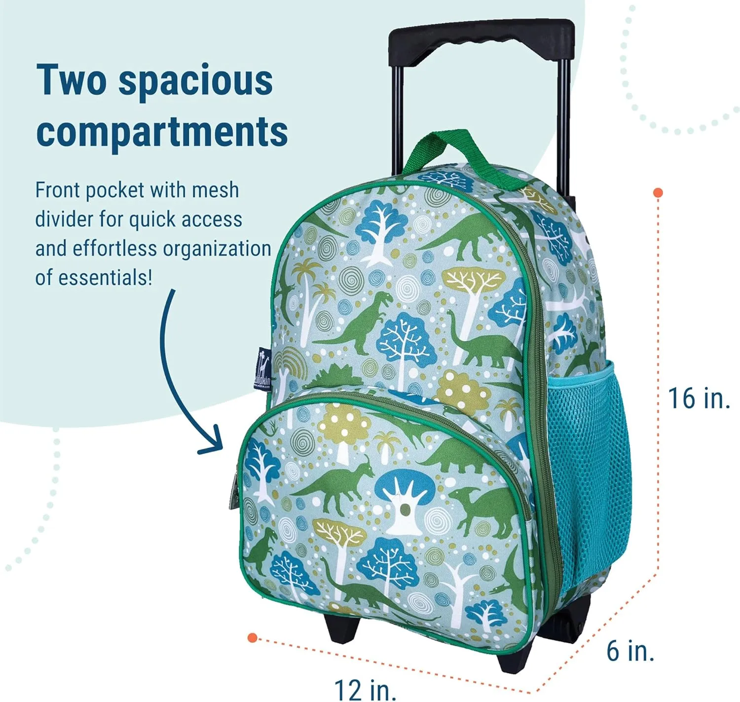 Wildkin Kids Rolling Luggage – Carry-On Size for School & Overnight Travel