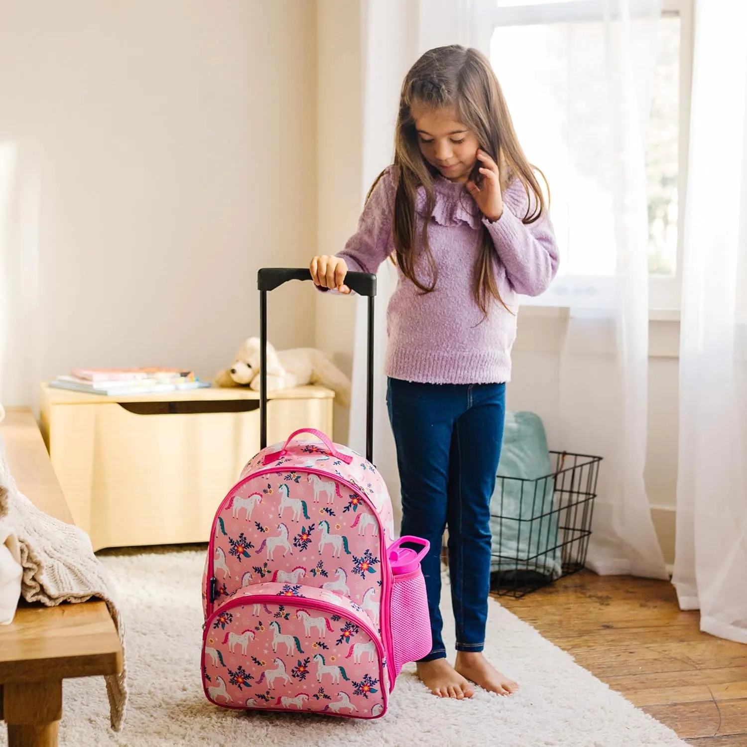 Wildkin Kids Rolling Luggage – Carry-On Size for School & Overnight Travel