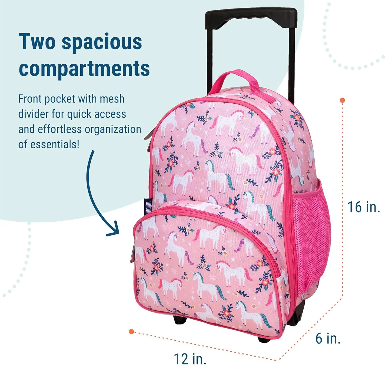 Wildkin Kids Rolling Luggage – Carry-On Size for School & Overnight Travel