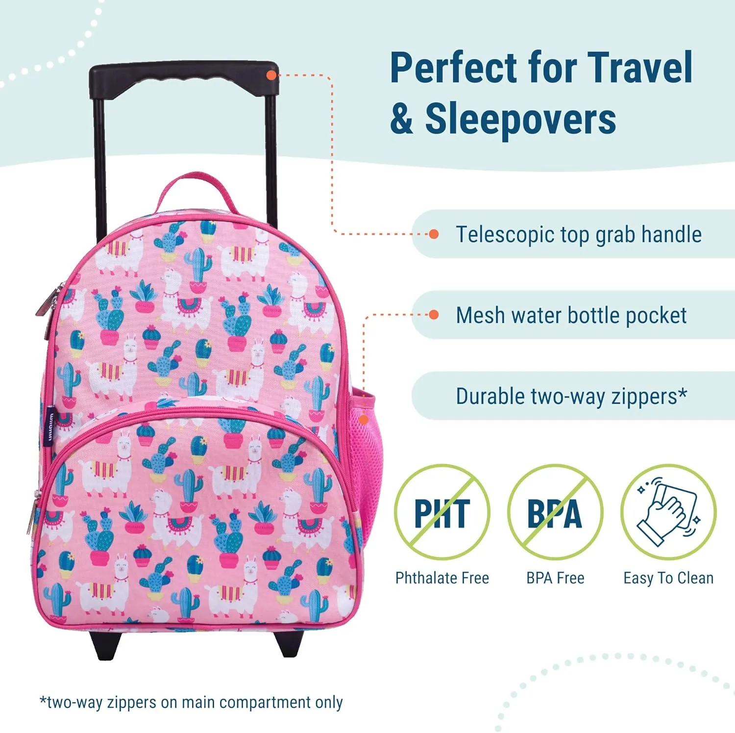 Wildkin Kids Rolling Luggage – Carry-On Size for School & Overnight Travel