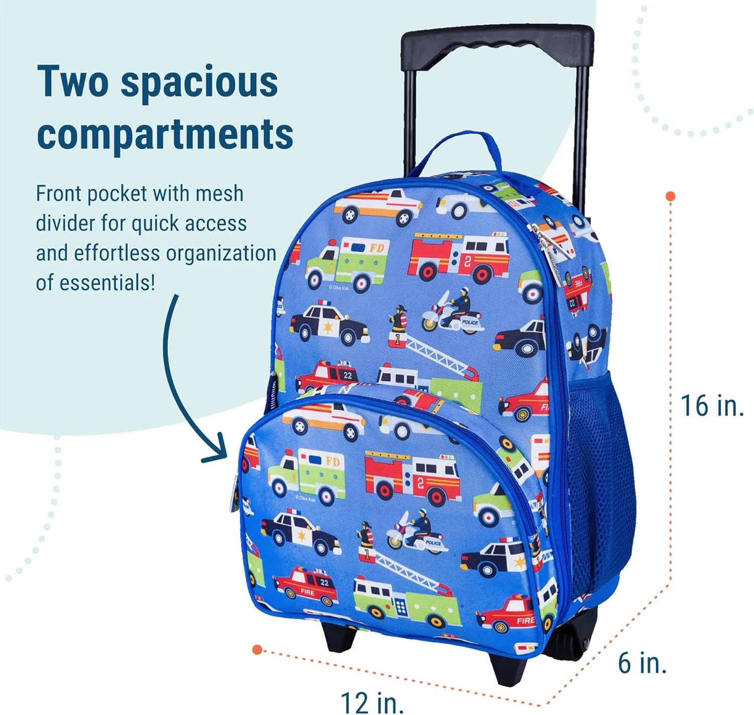 Wildkin Kids Rolling Luggage – Carry-On Size for School & Overnight Travel