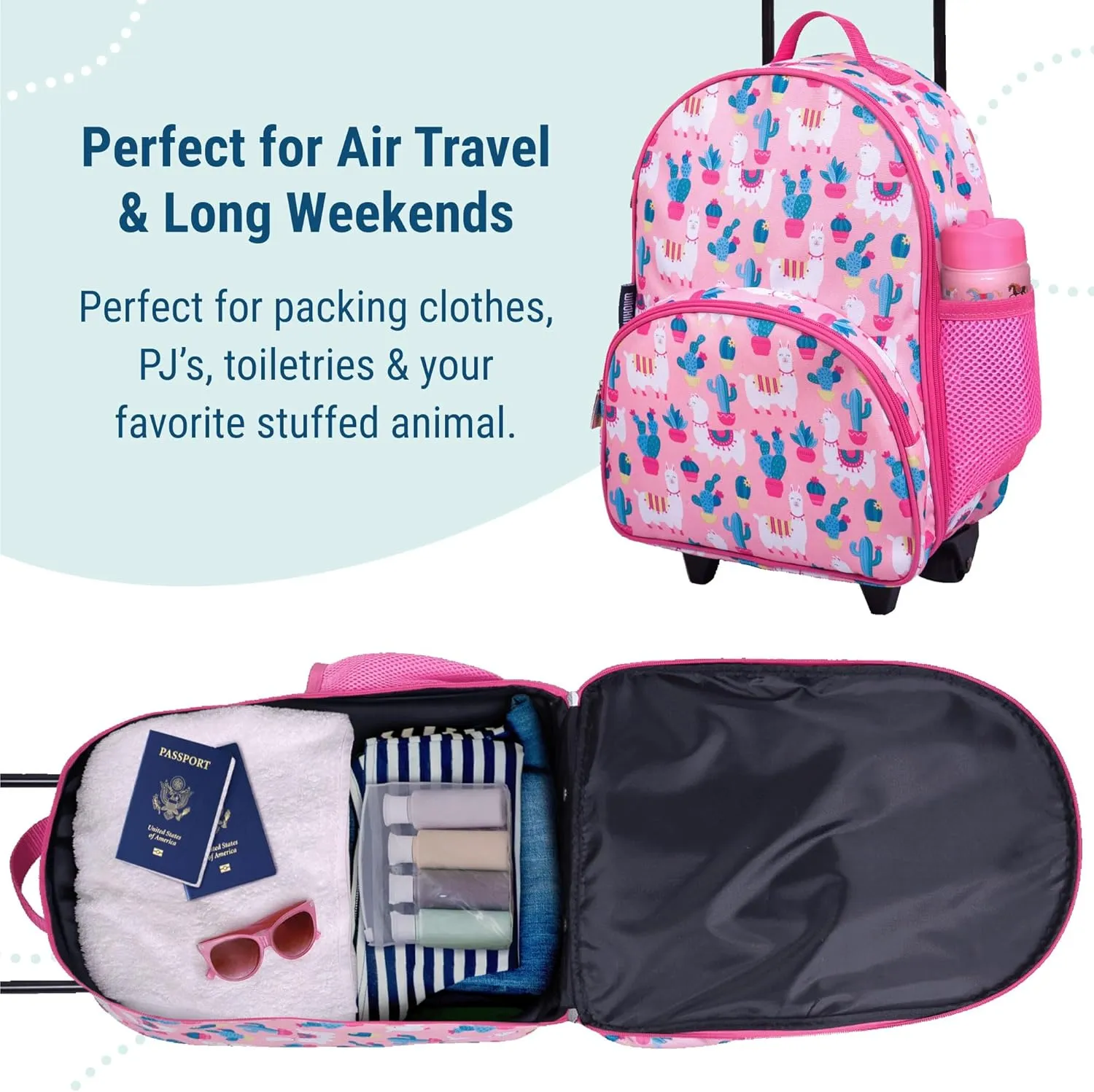 Wildkin Kids Rolling Luggage – Carry-On Size for School & Overnight Travel