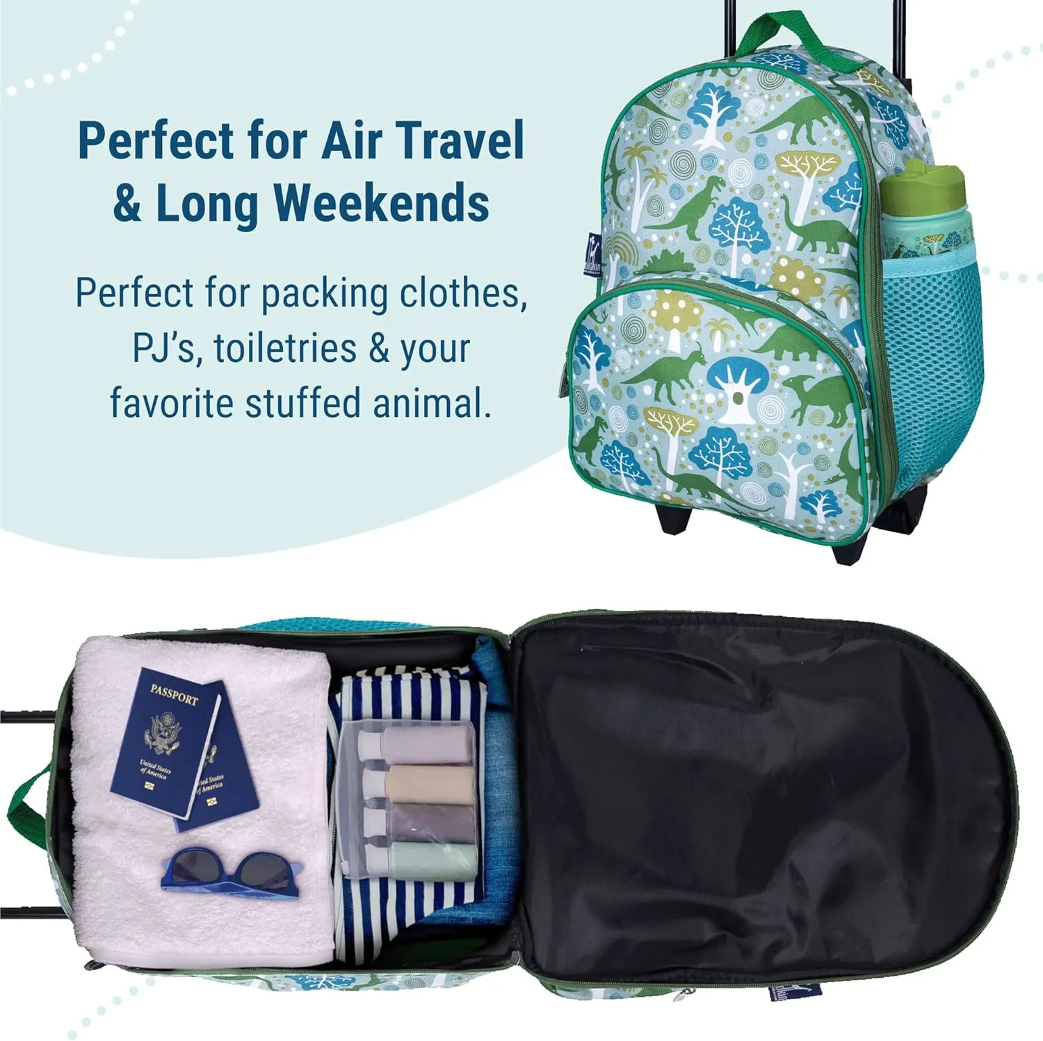 Wildkin Kids Rolling Luggage – Carry-On Size for School & Overnight Travel