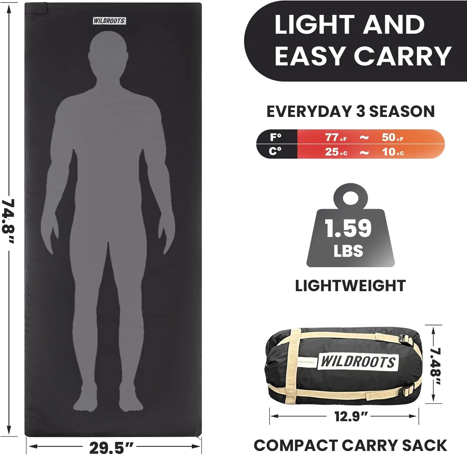 WILDROOTS Outdoor Camping Sleeping Bags for Hiking, Hunting, Travel