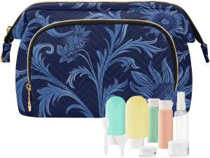 William Morris Style Design Sunflower Dark Blue Travel Cosmetic Bag Zipper Women Cash Wallet for Cosmetic Travel maquillaje