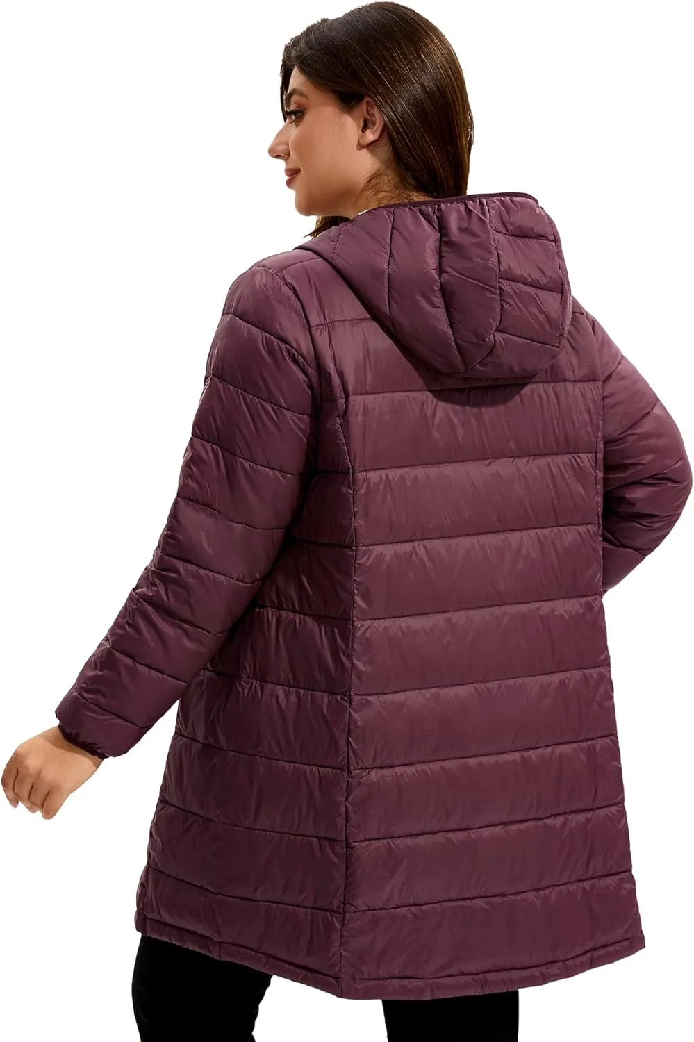 WINDMILL Women's Plus Size Packable Puffer Jacket, Hooded Lightweight Puffy Jacket (1X-6X)