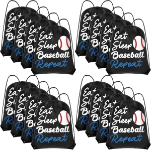 Windyun 16 Pcs Ball Drawstring Backpack Bulk Lightweight Draw String Bags Cinch Bags Drawstring Cinch Sack Tote(Baseball)
