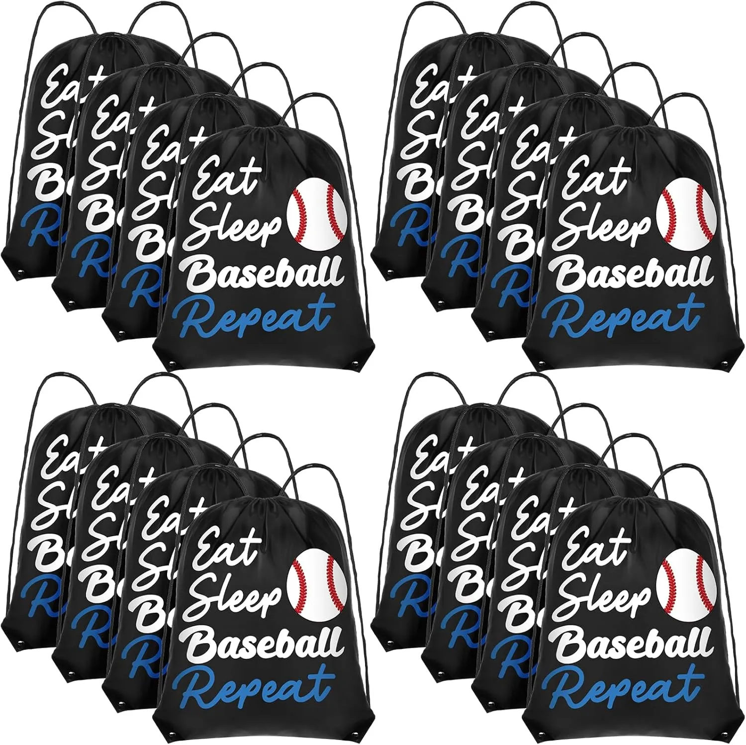 Windyun 16 Pcs Ball Drawstring Backpack Bulk Lightweight Draw String Bags Cinch Bags Drawstring Cinch Sack Tote(Baseball)