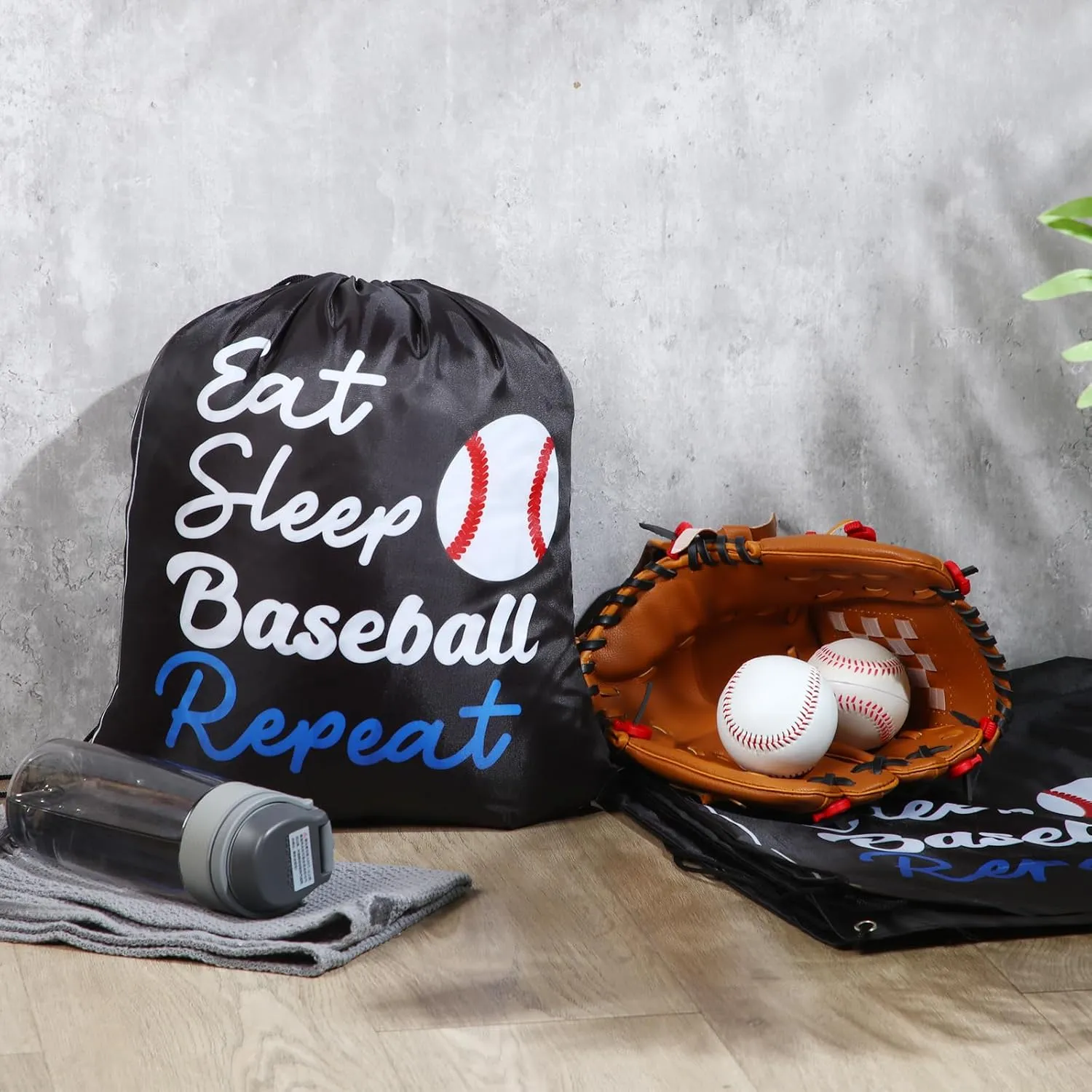 Windyun 16 Pcs Ball Drawstring Backpack Bulk Lightweight Draw String Bags Cinch Bags Drawstring Cinch Sack Tote(Baseball)