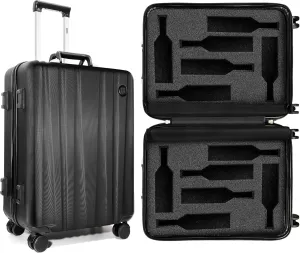 Wine Suitcase for Airplanes 12 Bottle, Wine Luggage for Airplane Travel with TSA Lock, Holds Standard 750ml Size Red Wines, Carry Multiple Wines When, Gift, wine Suitcase Black