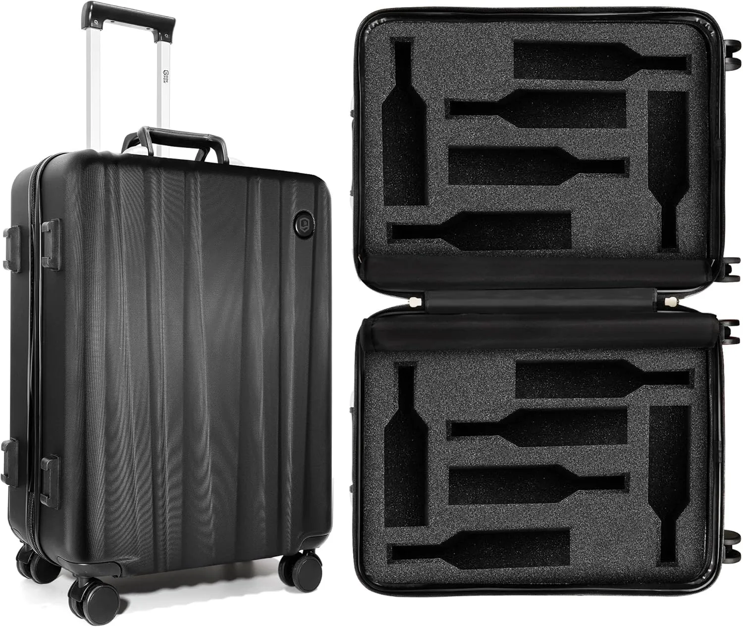 Wine Suitcase for Airplanes 12 Bottle, Wine Luggage for Airplane Travel with TSA Lock, Holds Standard 750ml Size Red Wines, Carry Multiple Wines When, Gift, wine Suitcase Black