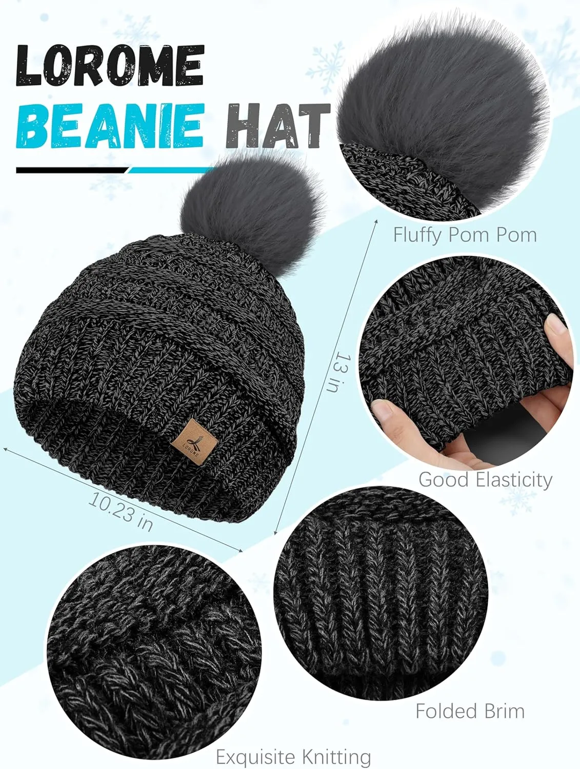 Winter Hat Scarf Gloves and Ear Warmer, Warm Knit Beanie Hat Touch Screen Gloves Set Winter Gifts Neck Scarves for Women