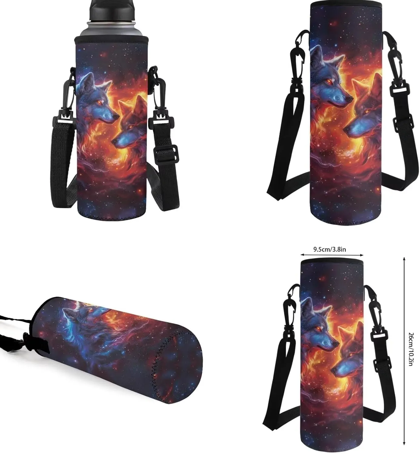 Wolf Boys Backpack Ages 10-12 Cool Book Bag for Primary School Children 6 Grade Kids 4 Piece School Bag Set with Rucksack Lunch Box Water Cup Sleeve Pencil Case