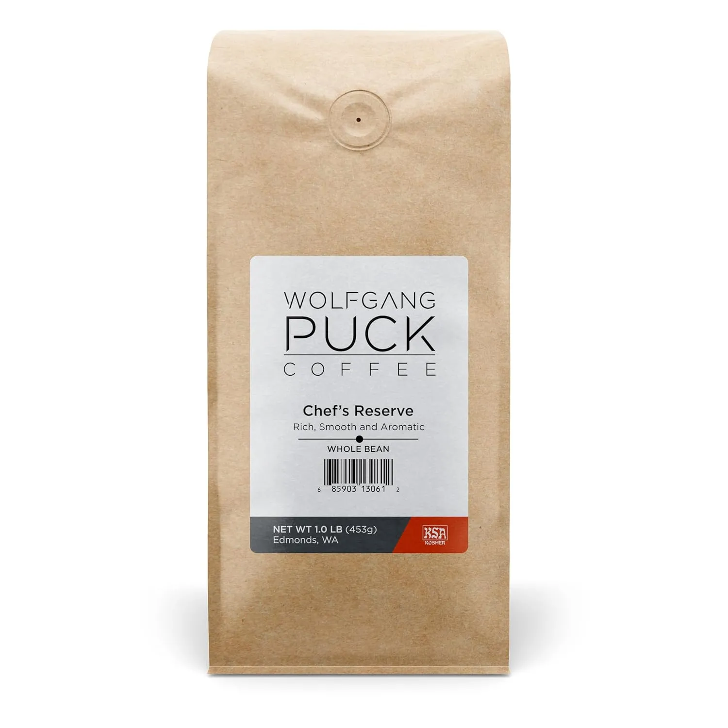 Wolfgang Puck Coffee, Chef's Reserve, Whole Bean Coffee, 1 lb. bag (Pack of 6)