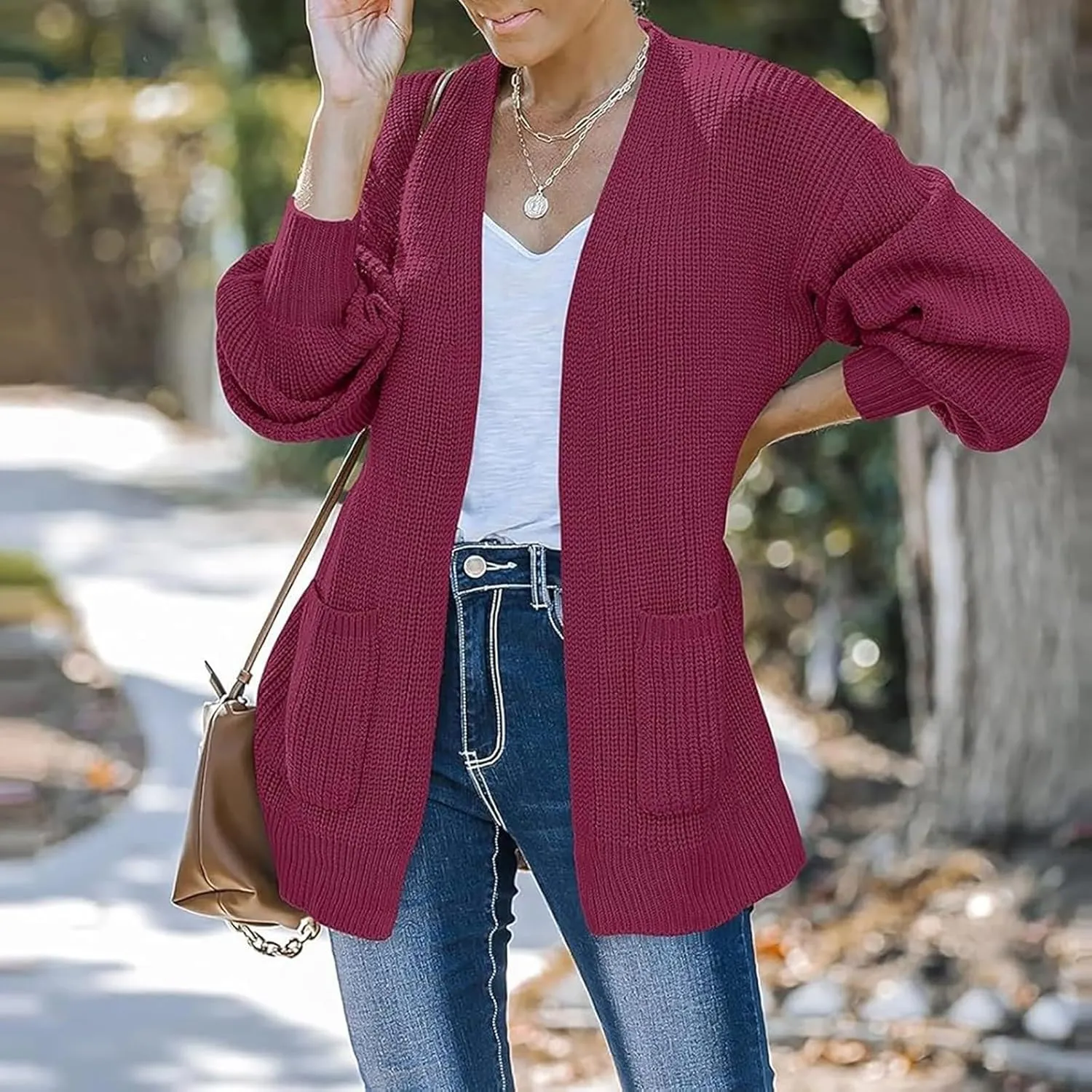 Women Fall Oversized Cardigan Sweater Cable Knit Chunky Warm Open Front Outerwear Solid Color Long Sleeve Trendy Coat