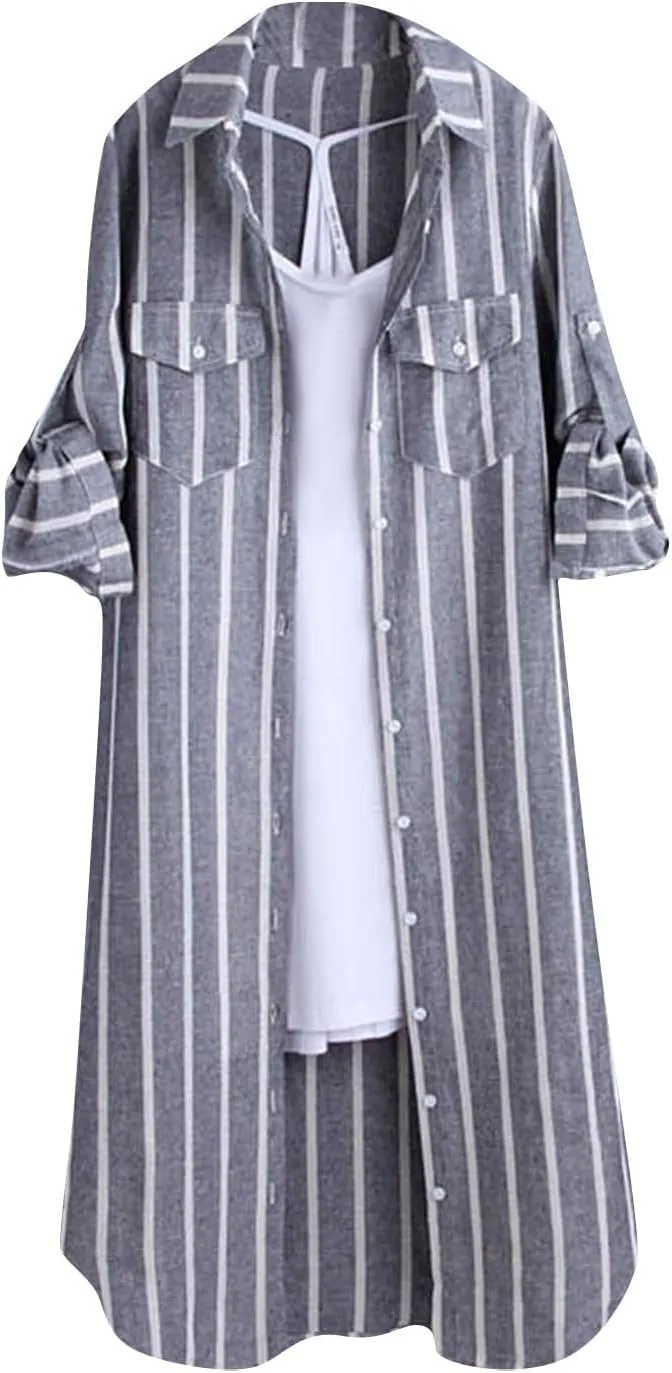 Women Plus Size Plaid Sweatshirt Casual Loose Fit Color Block Button Down Cadigan Top Trendy Long Sleeve Lapel Jacket