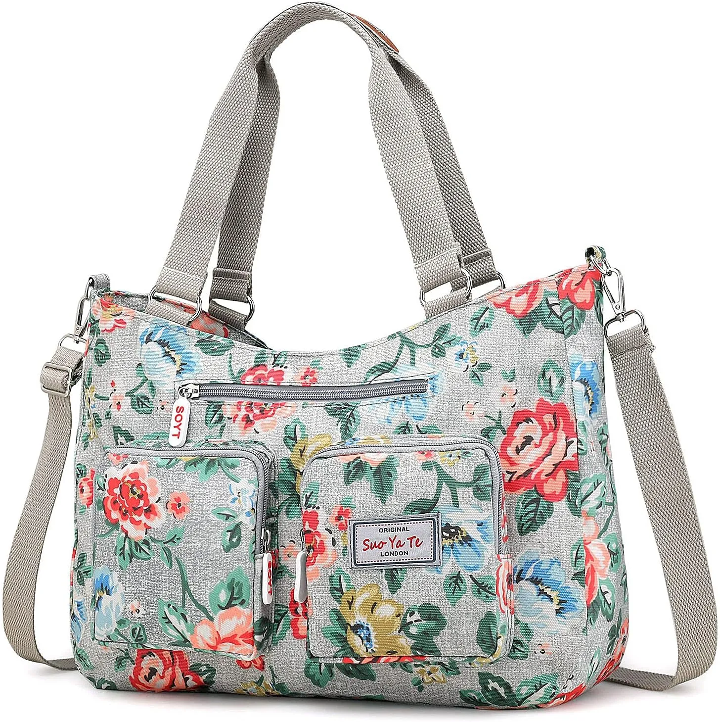 Women Utility Tote Bag Teacher Purses and Handbags for Nurse Waterproof Nylon Multi Pocket Shoulder Bag Work Tote Bag