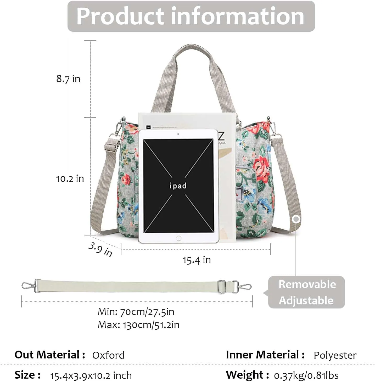 Women Utility Tote Bag Teacher Purses and Handbags for Nurse Waterproof Nylon Multi Pocket Shoulder Bag Work Tote Bag