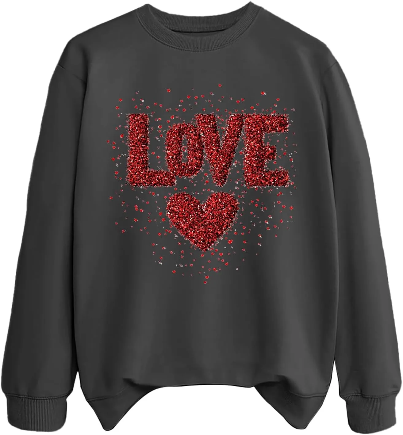 Womens 2025 Love Print Sweatshirt Trendy Loose Fit Pullover Tops Long Sleeve Round Neck Casual Blouses