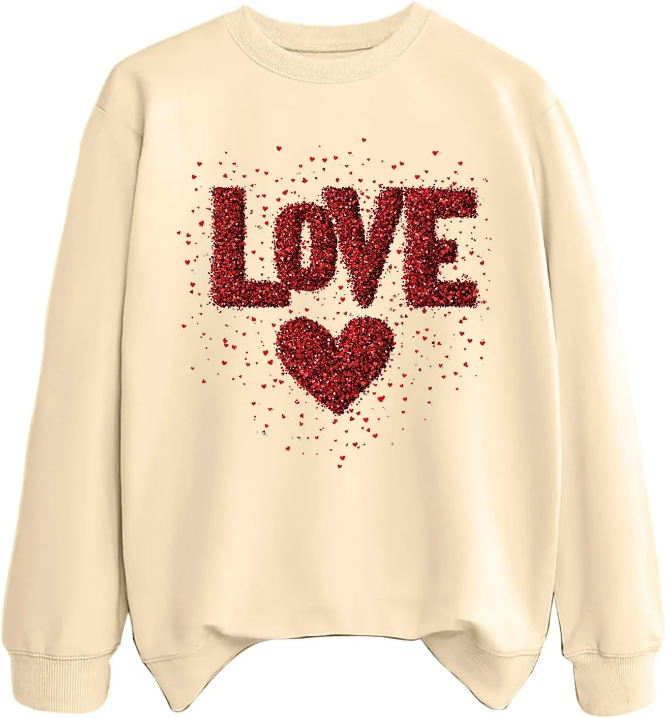 Womens 2025 Love Print Sweatshirt Trendy Loose Fit Pullover Tops Long Sleeve Round Neck Casual Blouses