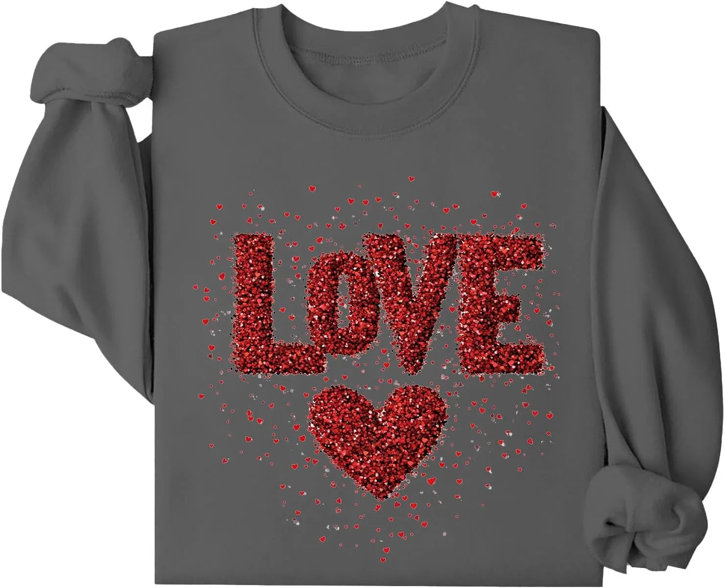 Womens 2025 Love Print Sweatshirt Trendy Loose Fit Pullover Tops Long Sleeve Round Neck Casual Blouses