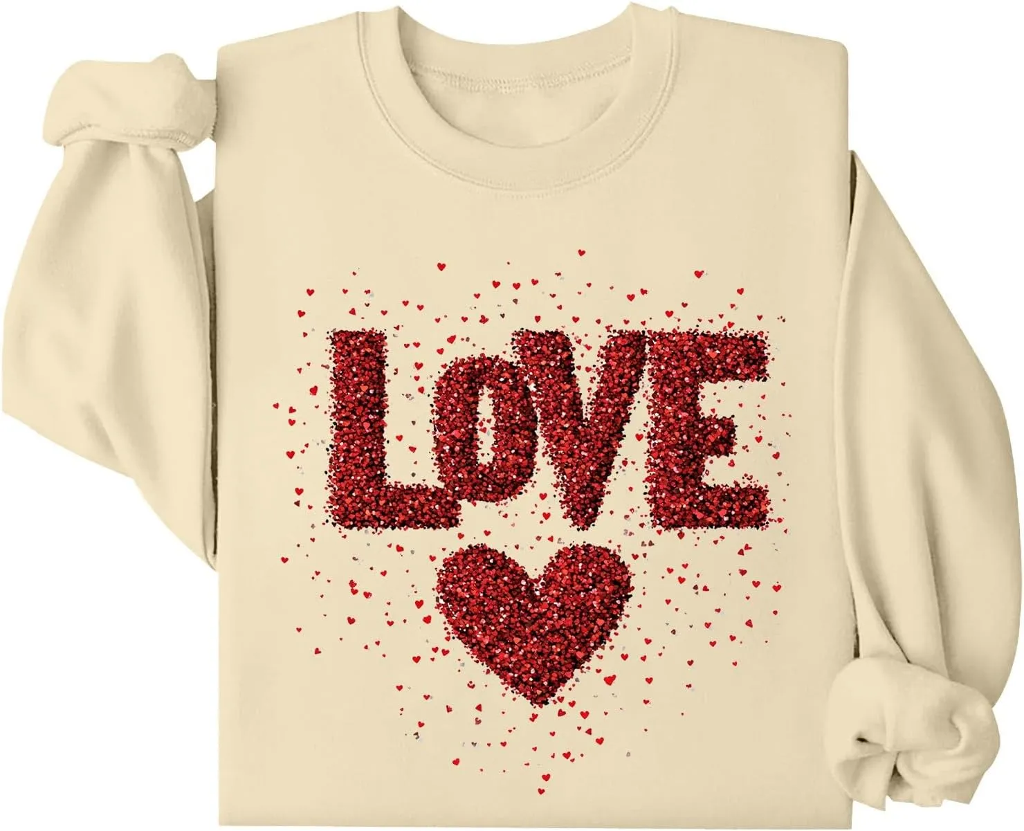 Womens 2025 Love Print Sweatshirt Trendy Loose Fit Pullover Tops Long Sleeve Round Neck Casual Blouses