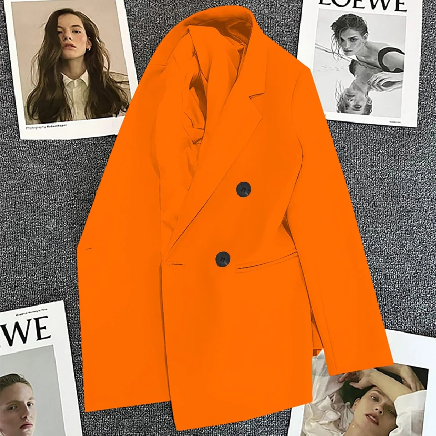 Womens Casual Long Sleeve Blazers Fall Trendy Lapel Button Jackets Casual Solid Color Open Front Work Office Jackets