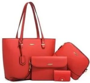 Women's Composite Bag Retro Commuting Single Shoulder Tote Handbag Casual Large Capacity PU Crossbody Bags (Pink)